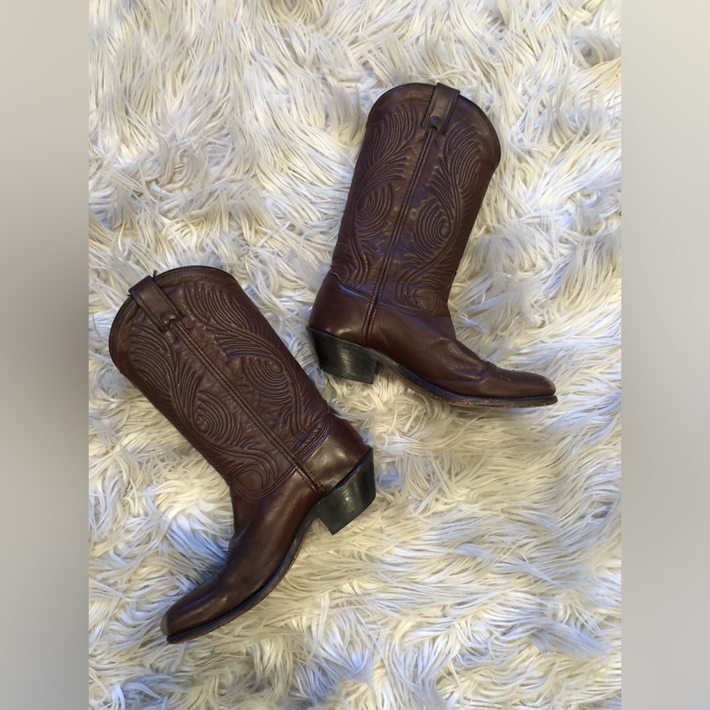 Brown Leather Cowboy Boots- Size 7